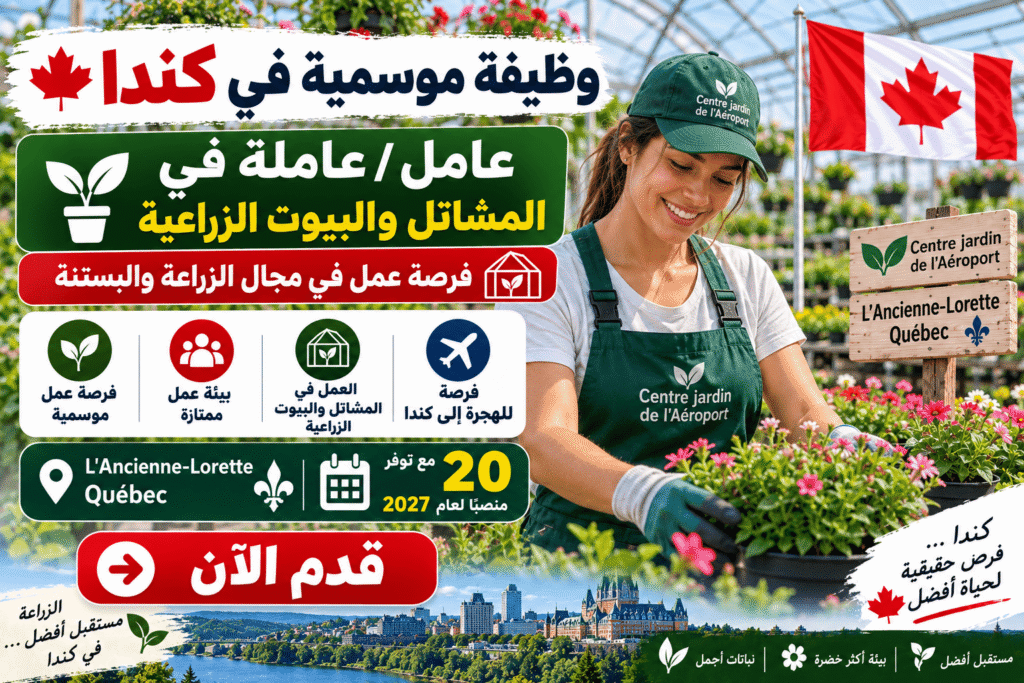 وظيفة موسمية في كندا – 20 عامل / 20 عاملة في المشاتل والبيوت الزراعية